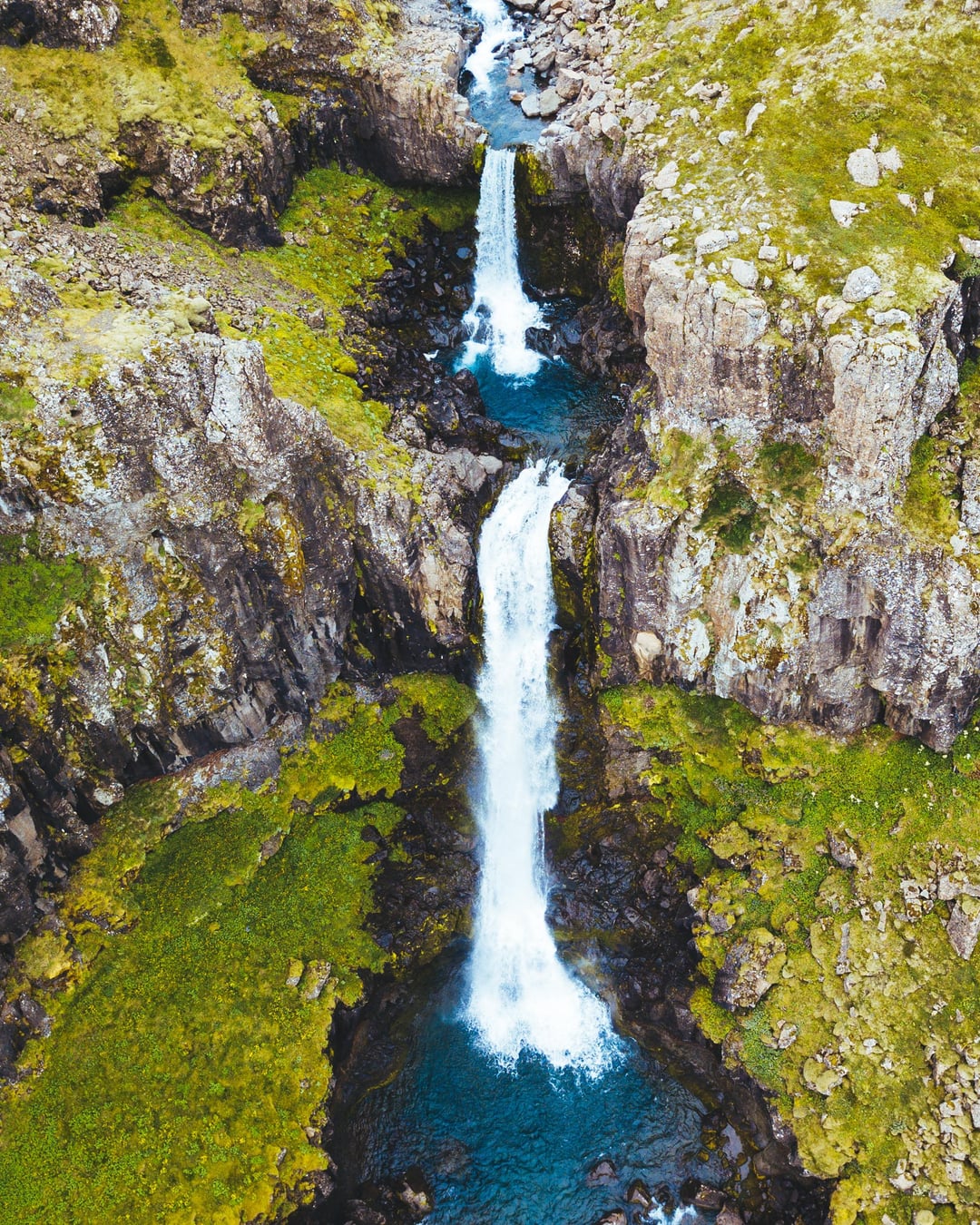 r/EarthPorn - Double waterfall in Iceland. [OC] [2115x2644]